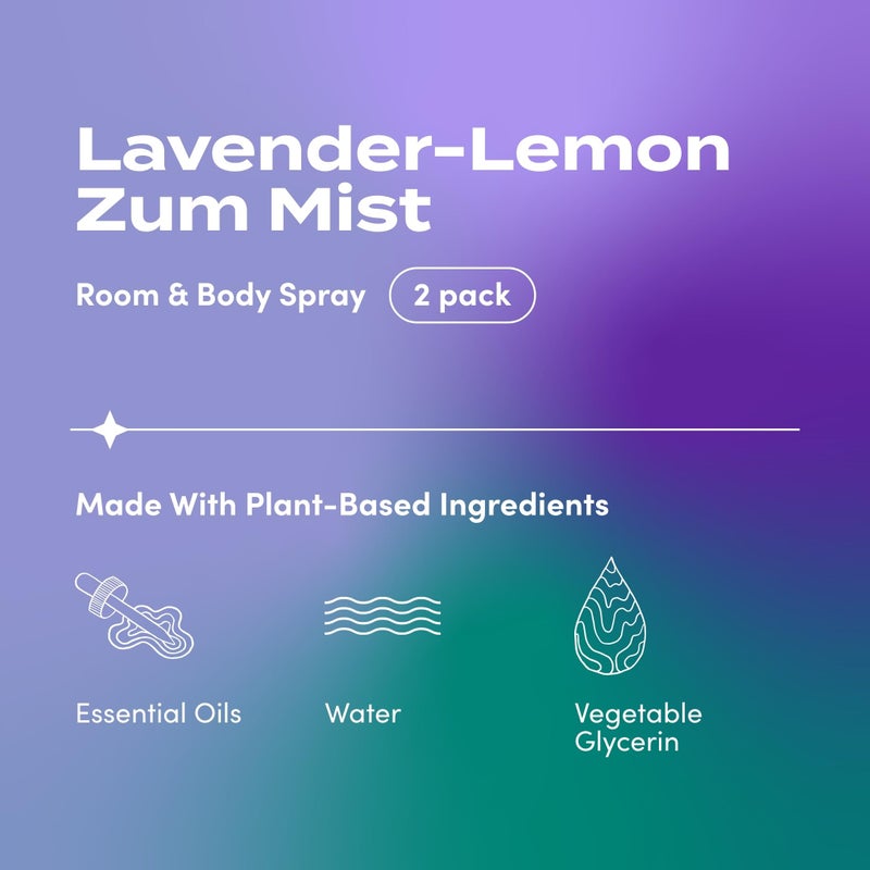 Indigo Wild Zum Mist Room & Body Spray - Aromatherapy Essential Oil Spray - Natural Body Mist & Room Spray - Lavender-Lemon Scent - 4 fl oz (2 Pack) - Image 2
